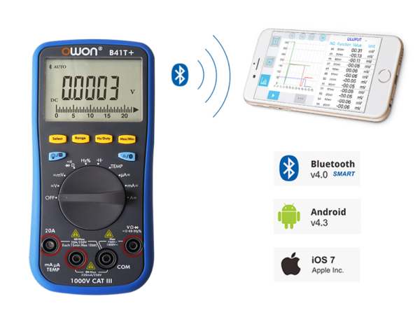 Multímetro Digital Owon B-41T+ 4-1/2 Dígitos con Bluetooth