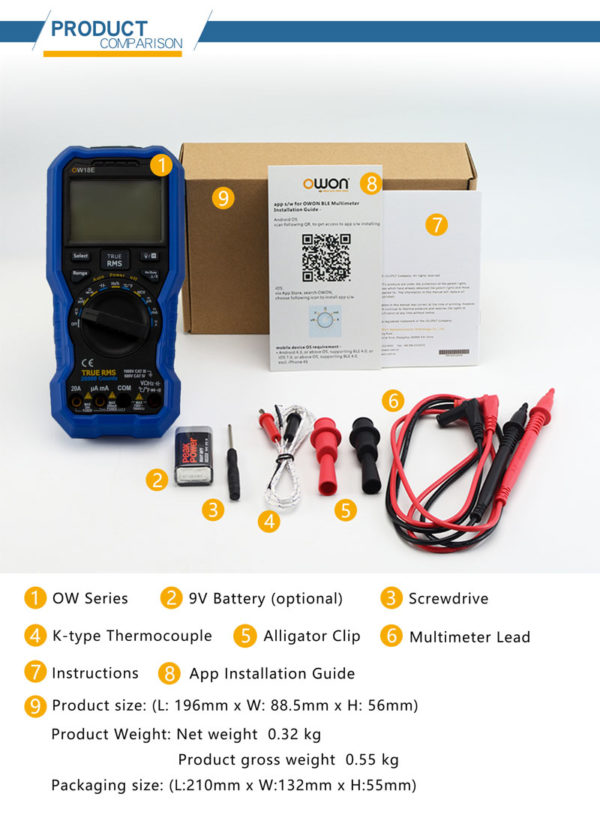 Multímetro Tester Digital+Registrador Owon Bluetooth OW18E - Imagen 4