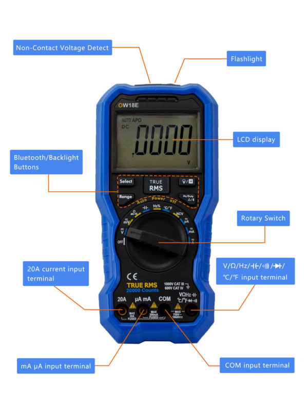 Multímetro Tester Digital+Registrador Owon Bluetooth OW18E - Imagen 5
