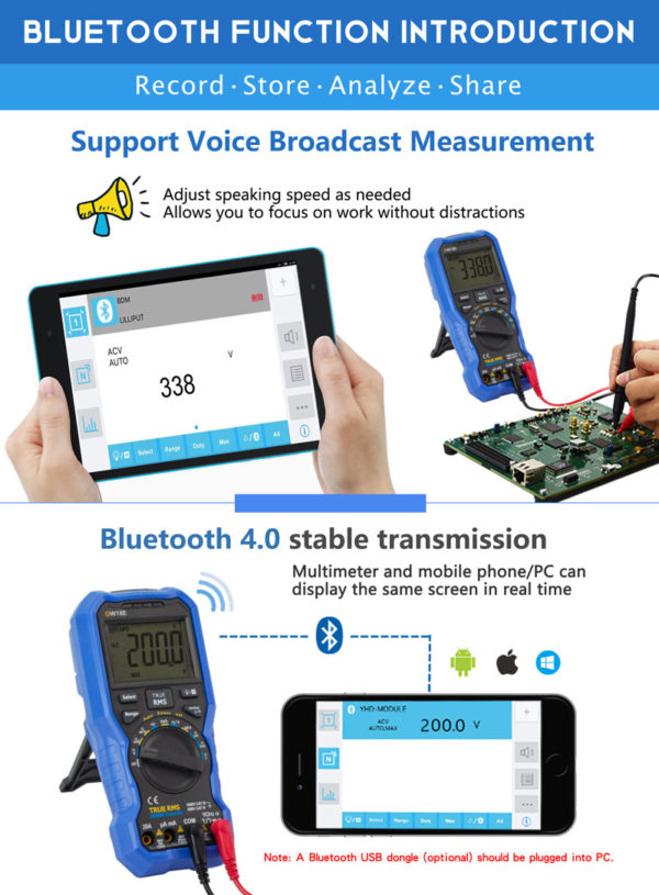 Multímetro Tester Digital+Registrador Owon Bluetooth OW18E - Imagen 11