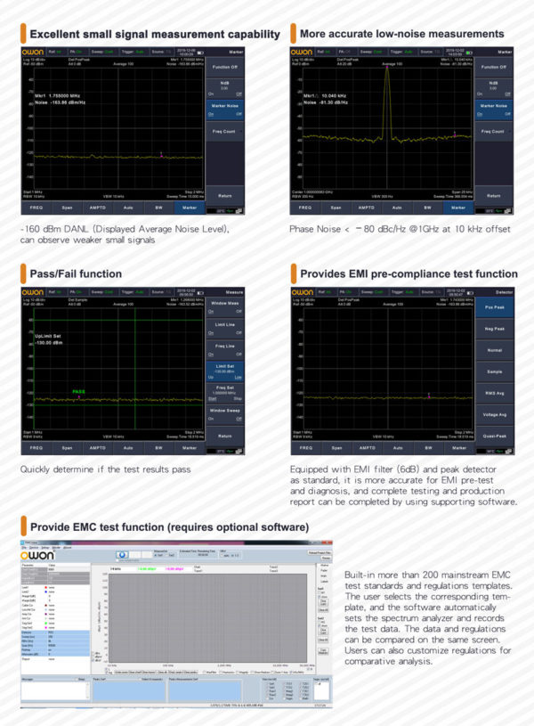 Analizador De Espectro Portátil Owon HSA1016-TG 9Hz-1.5GHz  + Generador Tracking - Imagen 5