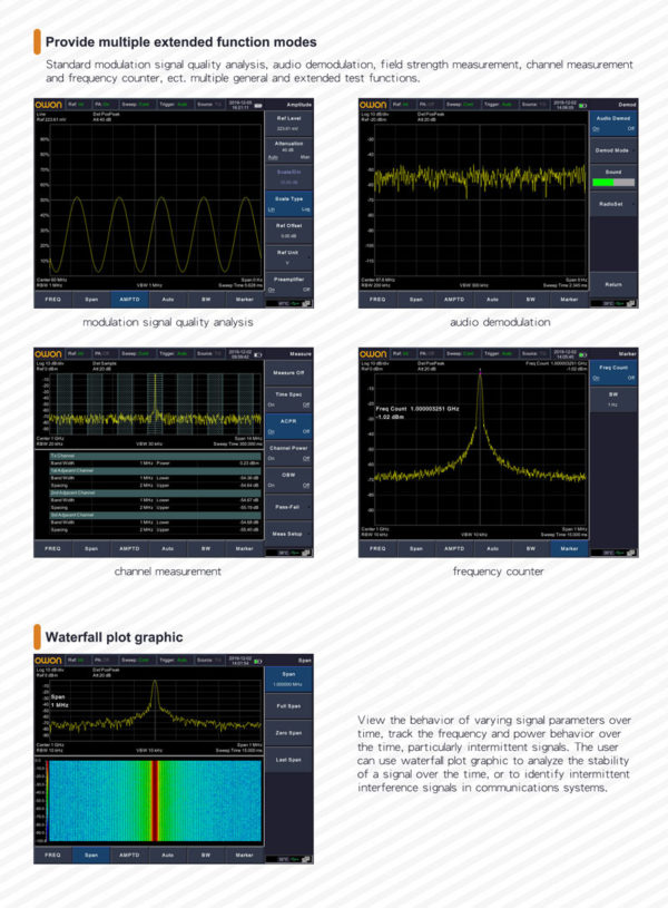 Analizador De Espectro Portátil Owon HSA1016-TG 9Hz-1.5GHz  + Generador Tracking - Imagen 6