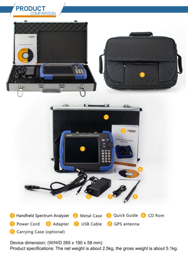 Analizador De Espectro Portátil Owon HSA1016-TG 9Hz-1.5GHz  + Generador Tracking - Imagen 7