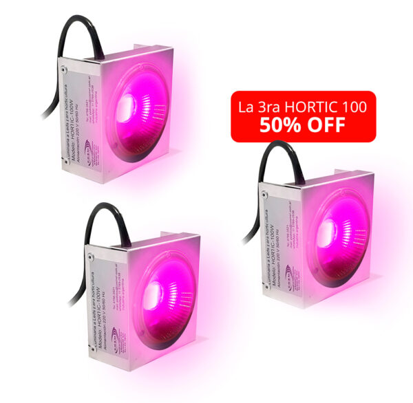 PROMO x3 HORTIC-100 Luminaria A Leds Full Espectro Para Cultivo Indoor De Cannabis