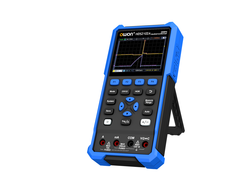 HDS2102A - Osciloscopio Digital Automotriz Portátil + Multímetro Owon / 3 en 1 / 100 MHz 2 CH Pantalla Color 3,5"